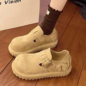 圆头厚底勃肯鞋 一脚蹬小皮鞋 2026春秋新款 多巴胺糖果色休闲乐福鞋