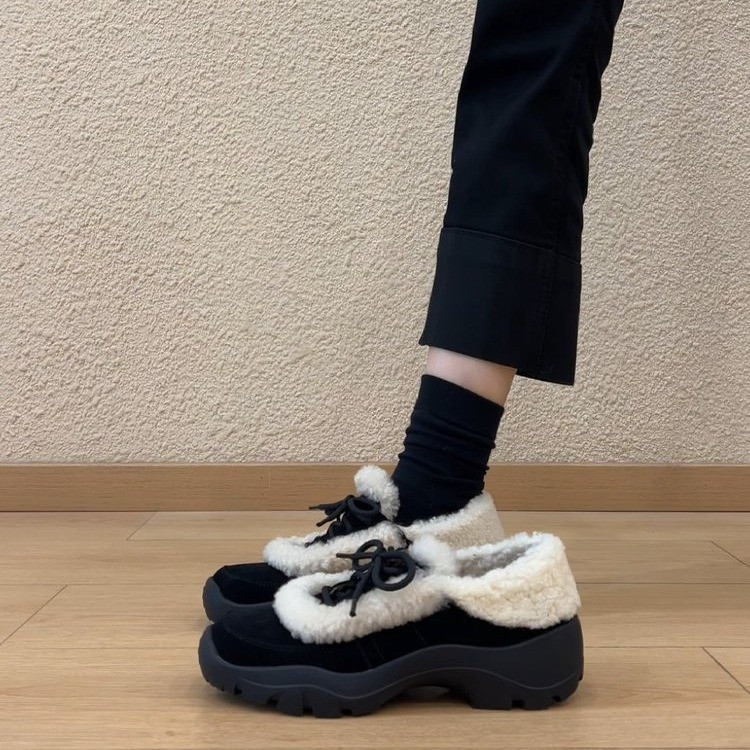 厚底加绒乐福鞋女冬季新款系带保暖女鞋深口复古百搭毛毛单鞋棉鞋,女鞋,棉鞋,淘宝优惠券,粉丝福利购,淘宝优惠卷