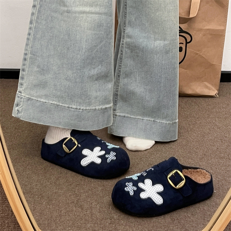 加绒复古厚底包头半拖勃肯鞋女外穿2025新款秋冬防滑软底棉拖鞋子,女鞋,包头拖,淘宝优惠券,粉丝福利购,淘宝优惠卷