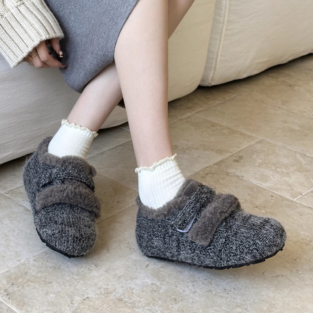超好看勃肯单鞋加绒保暖玛丽珍鞋女款毛毛鞋2025秋冬季新款乐福鞋