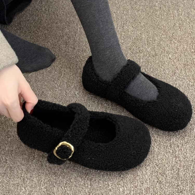 网红毛毛单鞋女2025新款秋冬季加绒女款鞋子百搭孕妇平底软底棉鞋,女鞋,浅口单鞋,淘宝优惠券,粉丝福利购,淘宝优惠卷