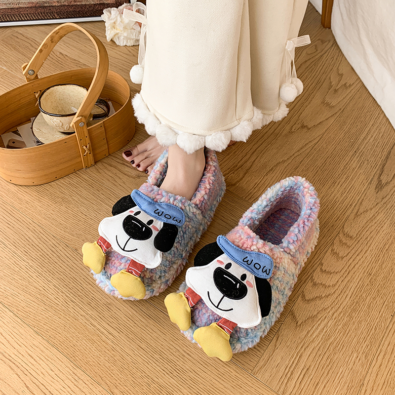 复古百搭卡通可爱史迪仔棉鞋女2025冬季新款镂空魔术贴居家大棉鞋