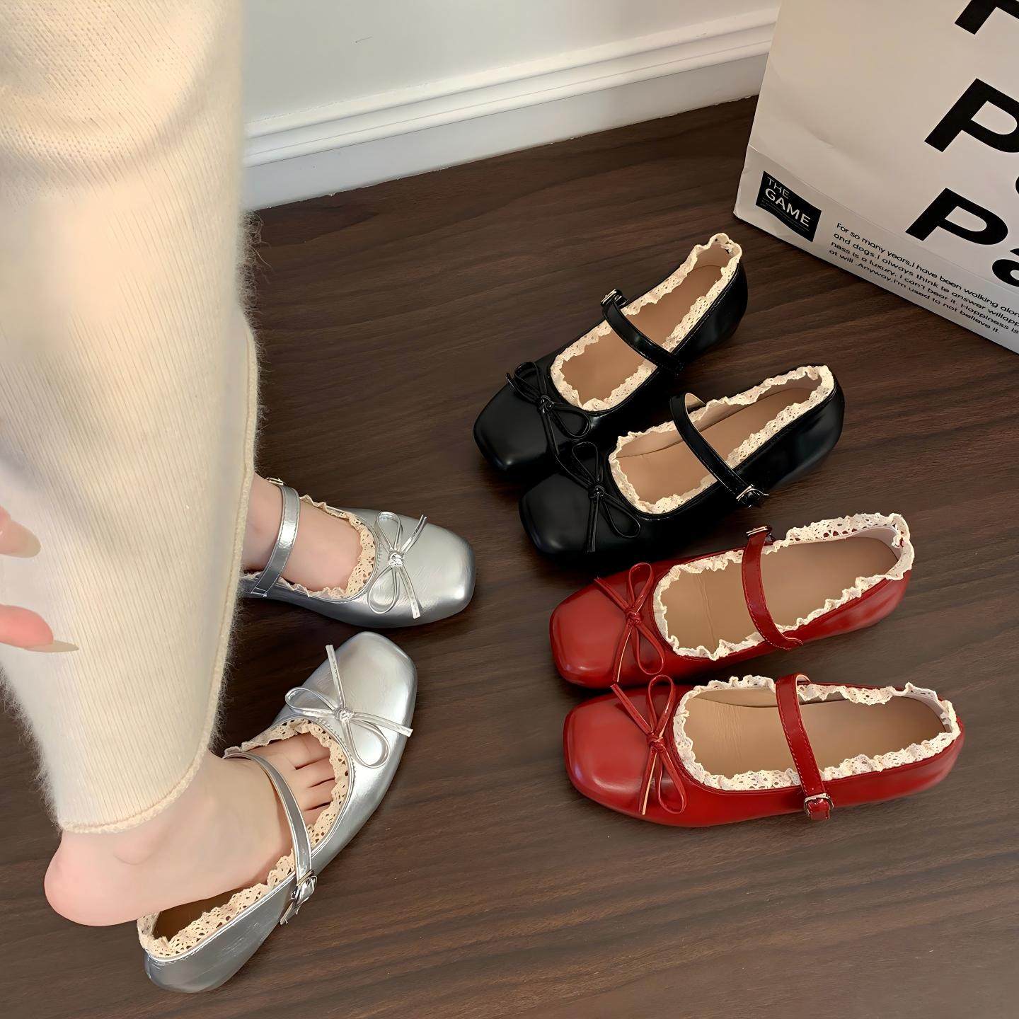 法式蕾丝银色内增高单鞋女2026年早春新款蝴蝶结法式玛丽珍小皮鞋,女鞋,玛丽珍鞋,淘宝优惠券,粉丝福利购,淘宝优惠卷