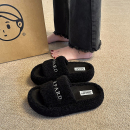 毛毛拖鞋女外穿2025新款韩版ins潮鞋秋冬黑色厚底棉拖鞋子春夏季