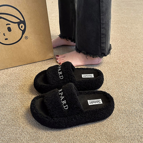 吻卡佛2023秋上新韩版毛毛拖