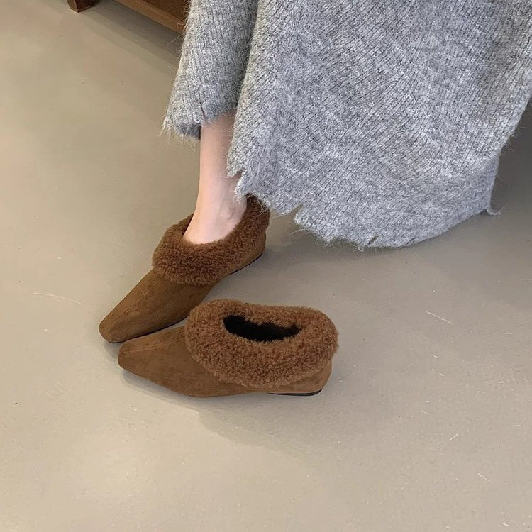 法式小香风4CM内增高加绒玛丽珍鞋女秋冬一脚蹬厚底毛毛鞋豆豆鞋,女鞋,棉鞋,淘宝优惠券,粉丝福利购,淘宝优惠卷