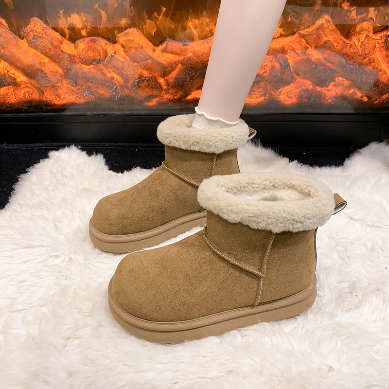 厚底加绒保暖加厚勃肯鞋雪地靴女2025冬季新款防滑勃肯棉鞋短靴子