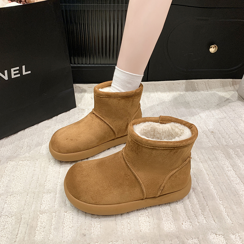 内增高雪地靴女款2025新款冬季爆款皮毛一体加绒加厚面包勃肯棉鞋