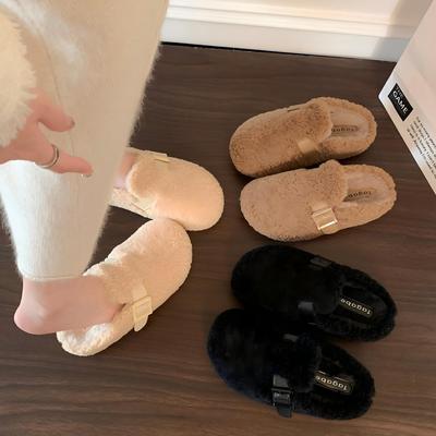 爆款厚底增高勃肯毛毛鞋女外穿2025新款秋冬加绒保暖包头棉鞋女