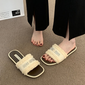 时尚 凉拖鞋 平底沙滩凉鞋 外穿2026新款 女士软底小香风一字拖 女夏季