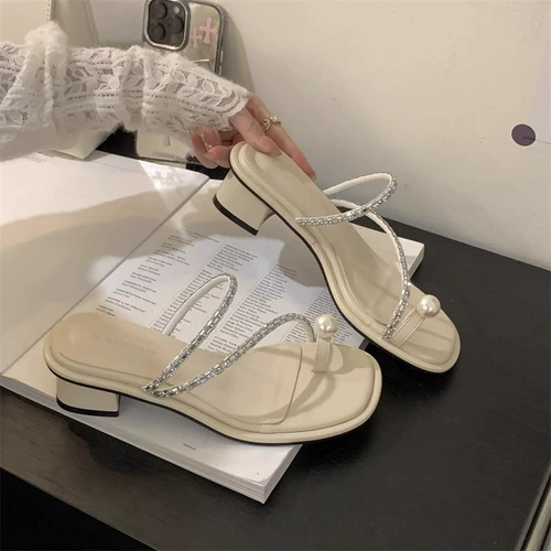 Высокие сандалии, обувь, летняя изысканная пляжная подходит с юбкой, слайдеры, тапочки, французский стиль