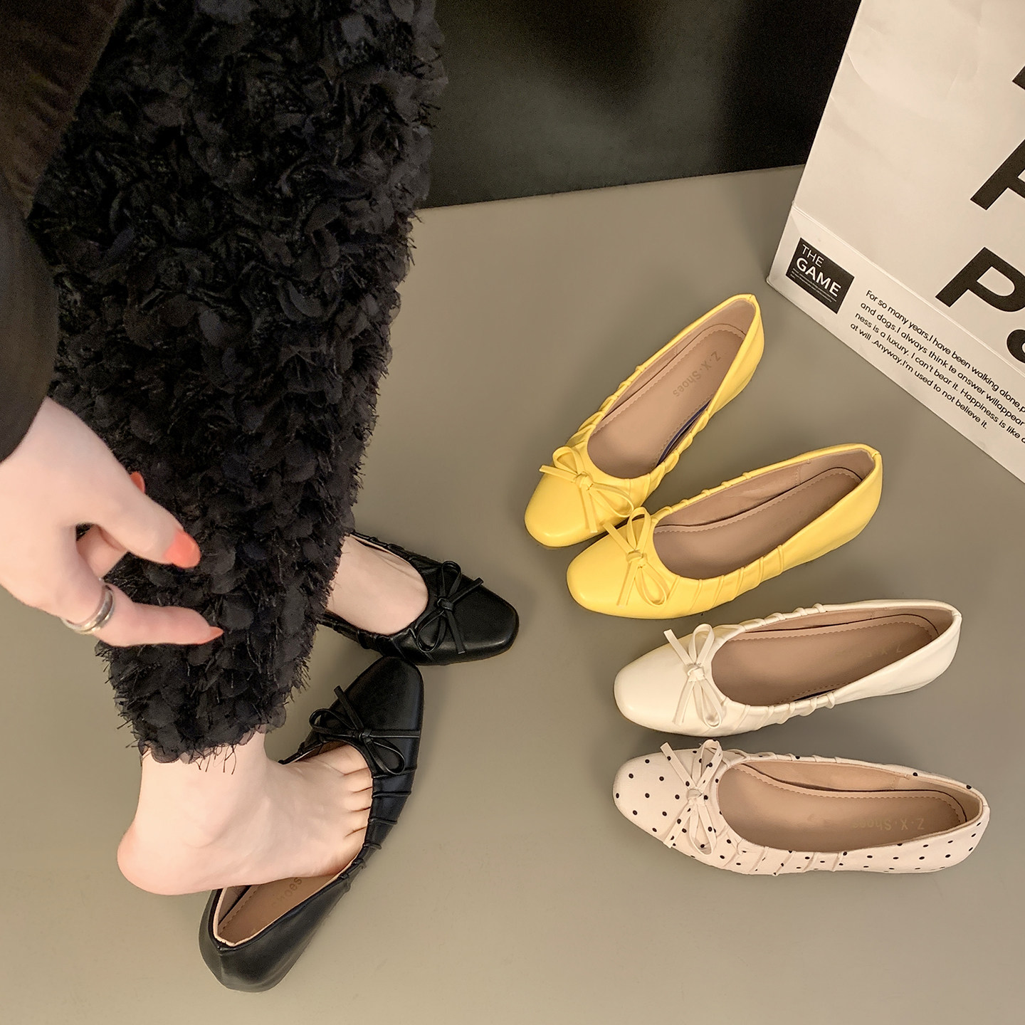 小众甜美风蝴蝶结浅口单鞋女2026内增高芭蕾舞鞋软底百搭玛丽珍鞋