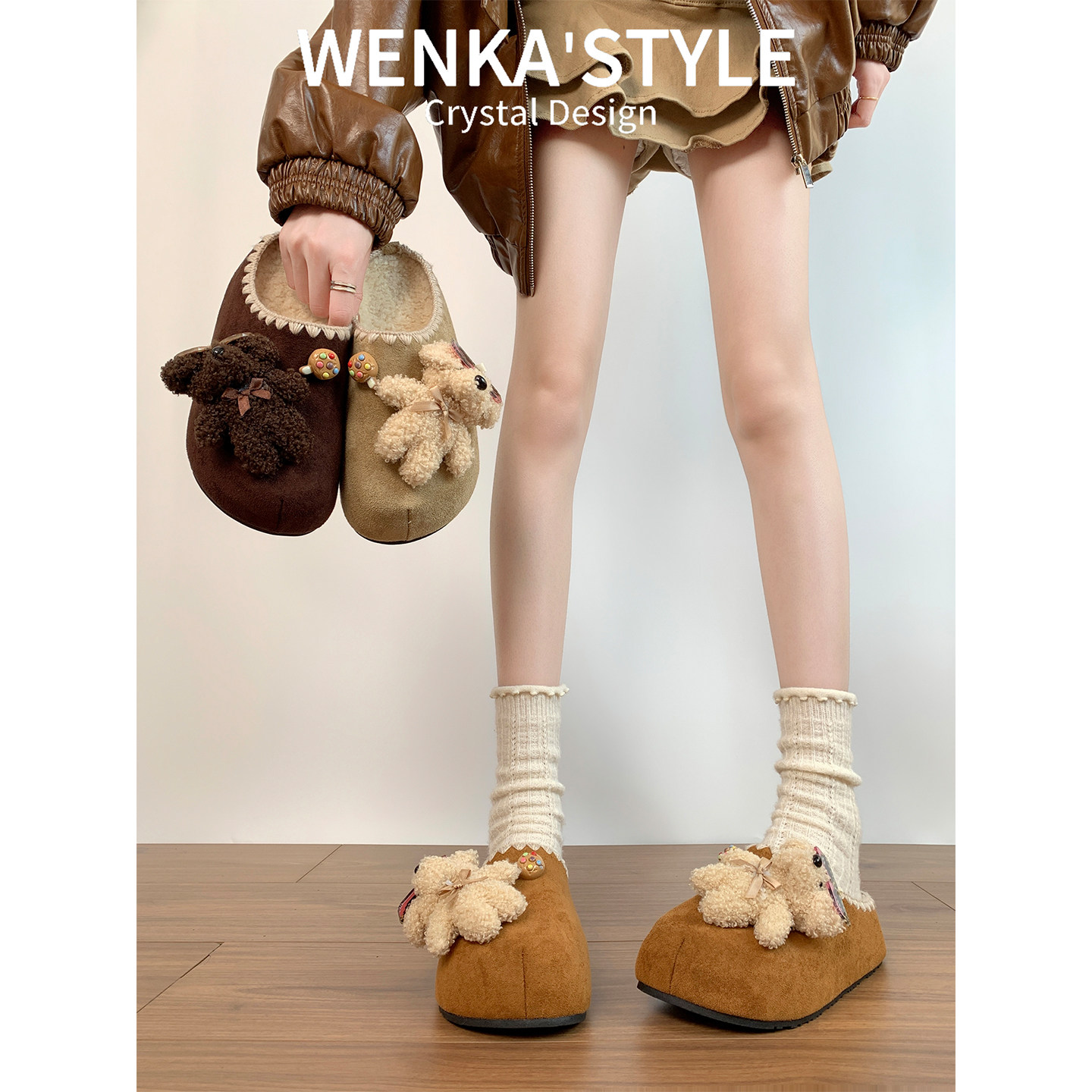 复古卡通勃肯鞋加绒包头半拖鞋女外穿2025新款秋冬厚底内增高棉拖,女鞋,勃肯鞋/软木鞋,淘宝优惠券,粉丝福利购,淘宝优惠卷