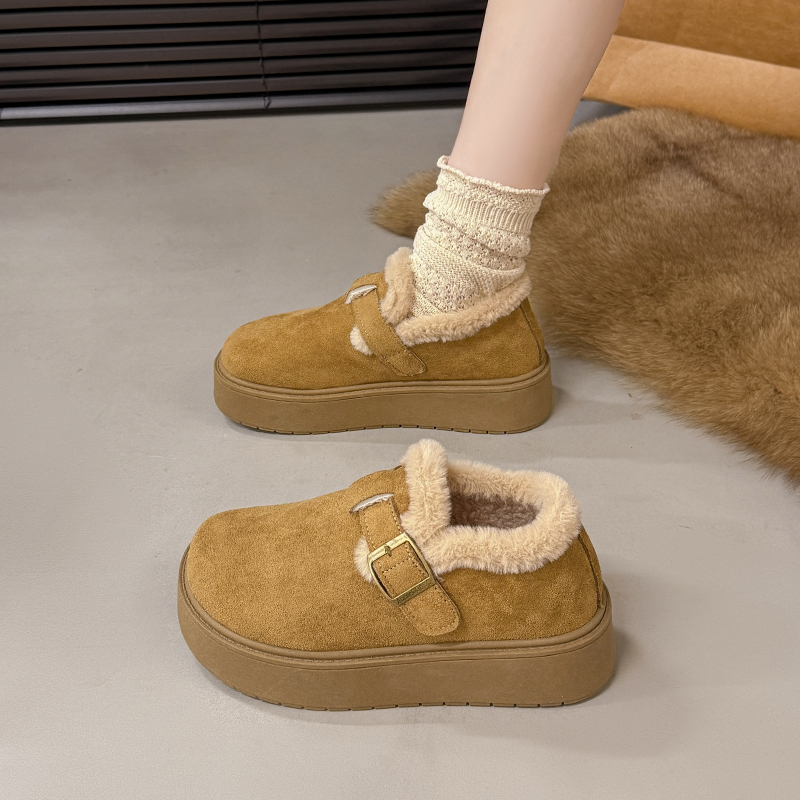 厚底加绒保暖全包勃肯鞋女鞋子2025冬季新款爆款雪地靴乐福鞋棉鞋