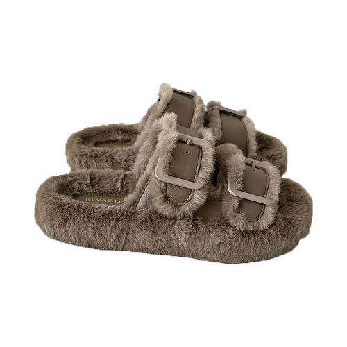 爆款毛毛鞋女外穿2025新款春夏季棉鞋时尚外出厚底毛绒茸茸棉拖鞋