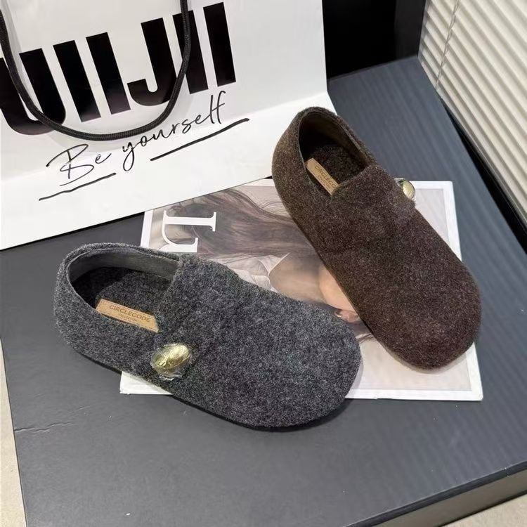 灰色勃肯鞋女2025新款冬季爆款加绒加厚保暖豆豆鞋一脚蹬毛绒棉鞋,女鞋,棉鞋,淘宝优惠券,粉丝福利购,淘宝优惠卷