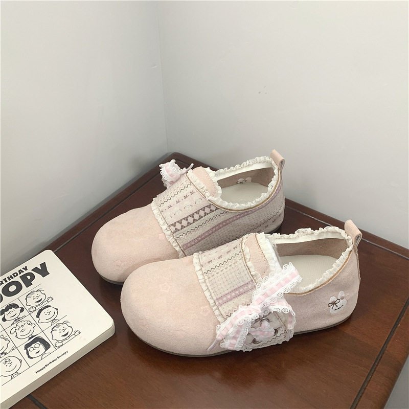 爆款早春新款2026新款懒人一脚蹬外穿勃肯鞋女魔术贴花边休闲鞋,女鞋,勃肯鞋/软木鞋,淘宝优惠券,粉丝福利购,淘宝优惠卷