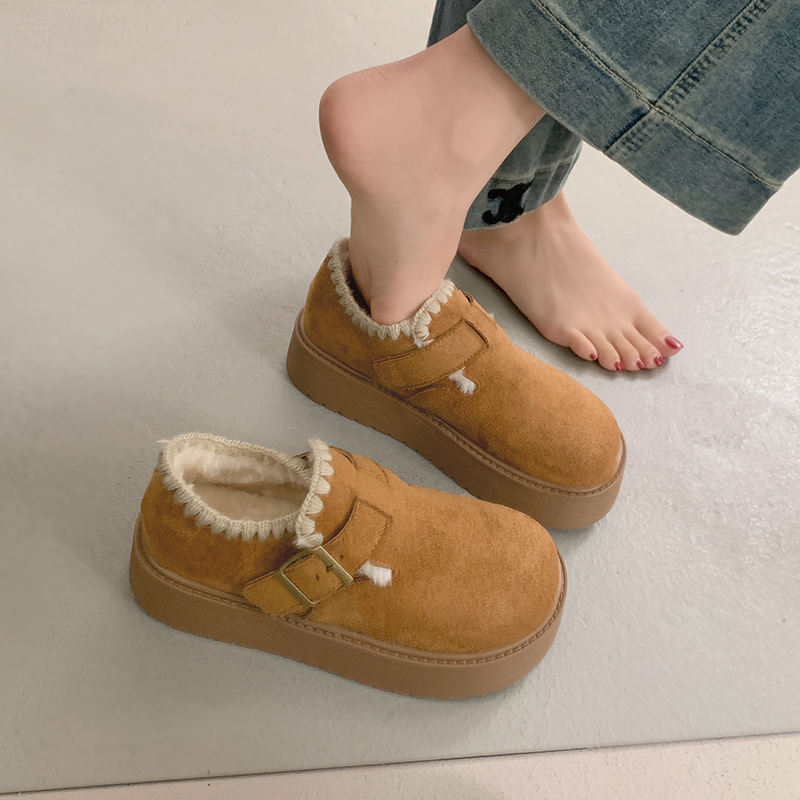 厚底增高加绒保暖加厚全包勃肯鞋女鞋2025冬季新款雪地靴乐福棉鞋