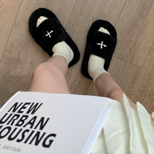 吻卡佛2023秋上新韩版毛毛拖女