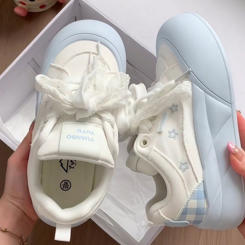 校园风厚底小白鞋女学生2025新款爆款百搭透气帆布板鞋面包鞋子女