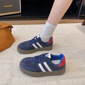 女红色鞋 透气网面鞋 子2025新款 厚底德训鞋 夏季 薄款 百搭休闲阿甘鞋