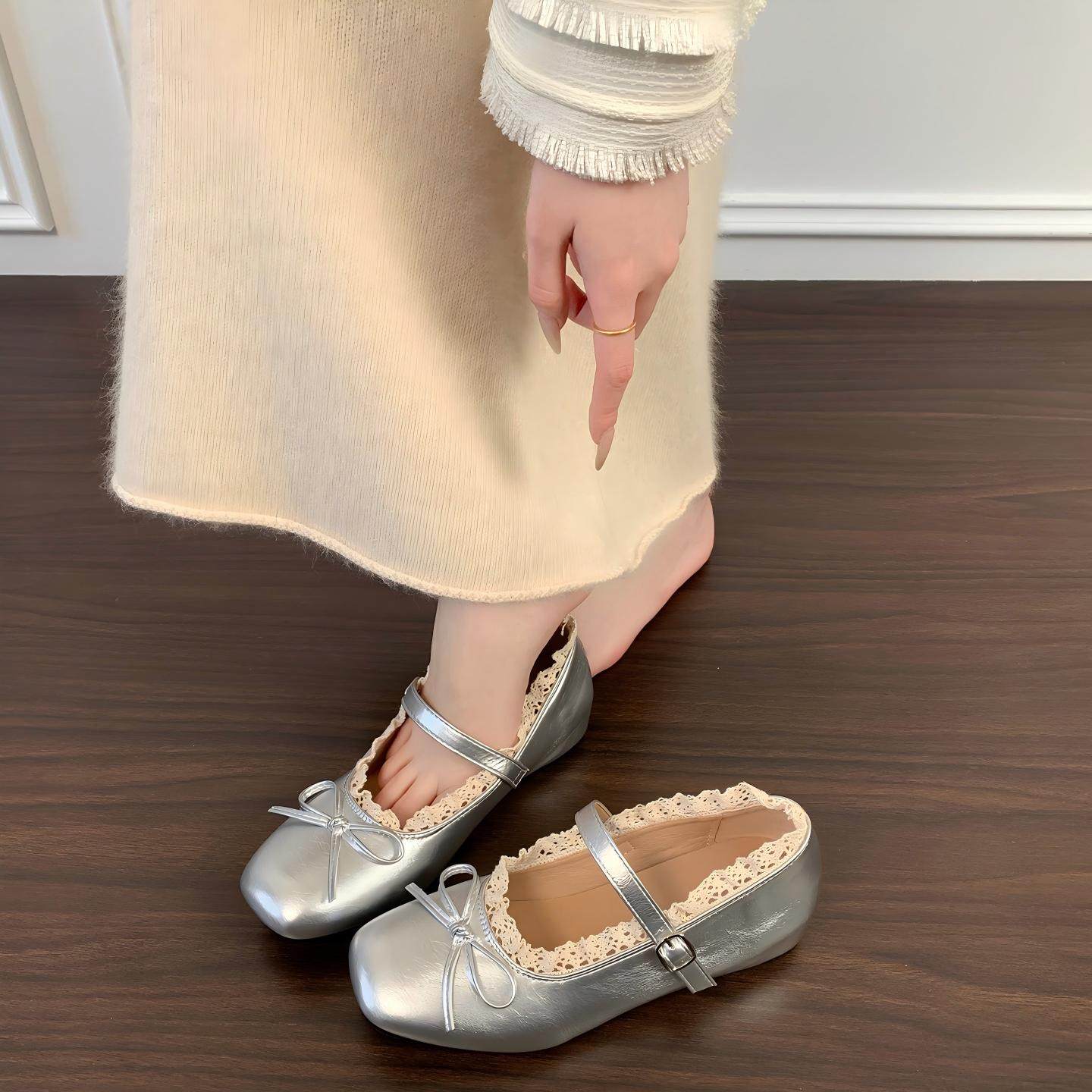 法式蕾丝银色内增高单鞋女2026年早春新款蝴蝶结法式玛丽珍小皮鞋,女鞋,玛丽珍鞋,淘宝优惠券,粉丝福利购,淘宝优惠卷