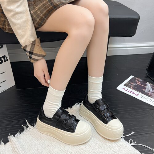 厚底魔术贴小白鞋女2026秋季新款百搭增高懒人一脚蹬休闲运动鞋子