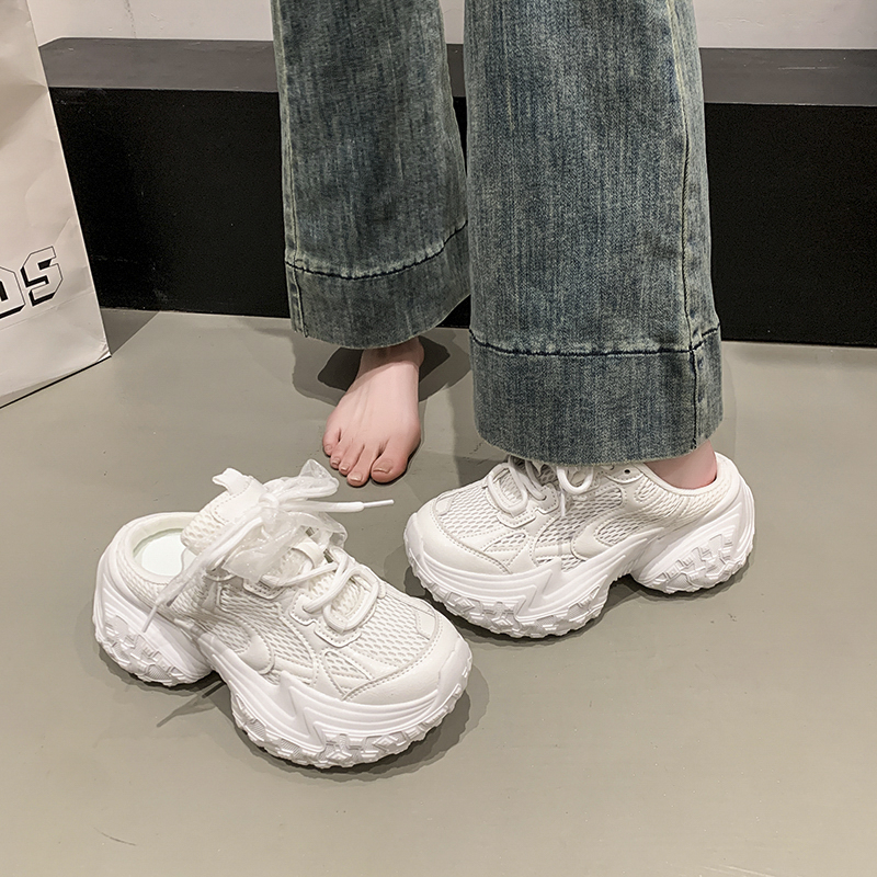 欧洲站轮胎底老爹鞋女无后跟包头半拖鞋2025新款厚底运动休闲鞋潮