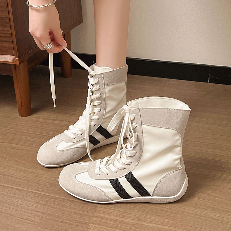 德训鞋女款2025新款爆款时尚拳击高帮鞋高级感平底轻便舒适马丁靴,女鞋,高帮鞋,淘宝优惠券,粉丝福利购,淘宝优惠卷