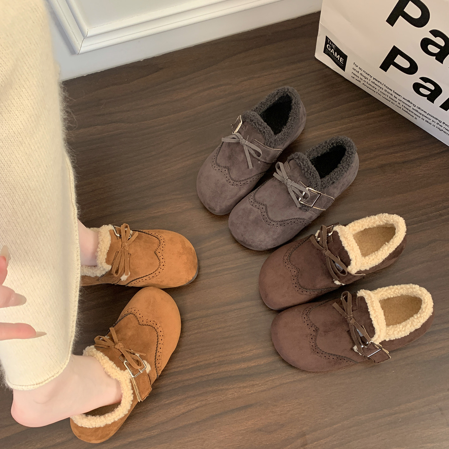 复古蝴蝶结毛毛勃肯鞋女鞋2026新款冬季雪地靴厚底内增高加绒棉鞋,女鞋,勃肯鞋/软木鞋,淘宝优惠券,粉丝福利购,淘宝优惠卷