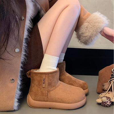 厚底雪地靴女款2025新款冬季爆款皮毛一体防滑加绒加厚保暖棉鞋子