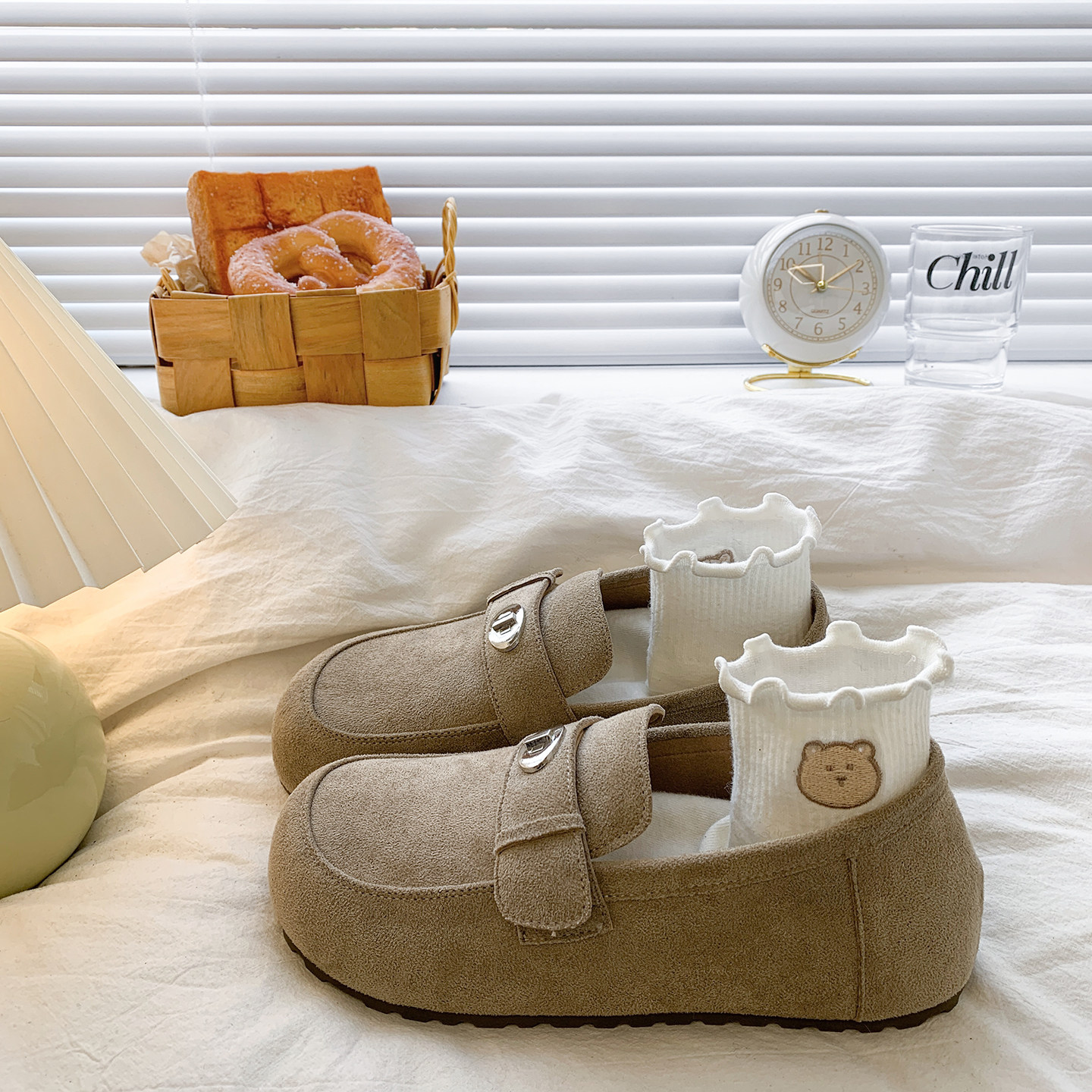 软底豆豆鞋女2026新款春季爆款一脚蹬女鞋百搭绒面乐福鞋平底单鞋,女鞋,浅口单鞋,淘宝优惠券,粉丝福利购,淘宝优惠卷