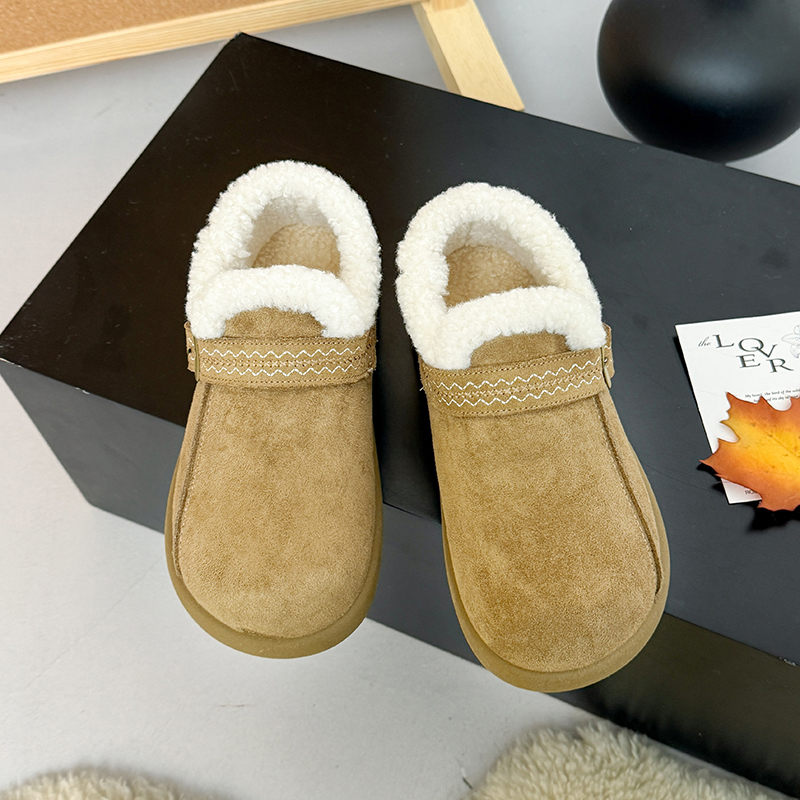 厚底内增高加绒全包勃肯鞋女2025秋冬新款低帮乐福棉鞋保暖雪地靴