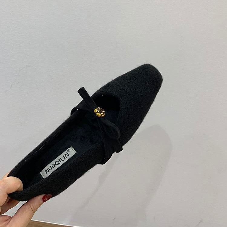 内增高法式复古小香风玛丽珍毛毛鞋女鞋秋冬配裙子高级感毛呢单鞋