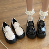 英伦配裙子jk日系增高乐福鞋 黑色矮子乐厚底小皮鞋 女2025春秋法式
