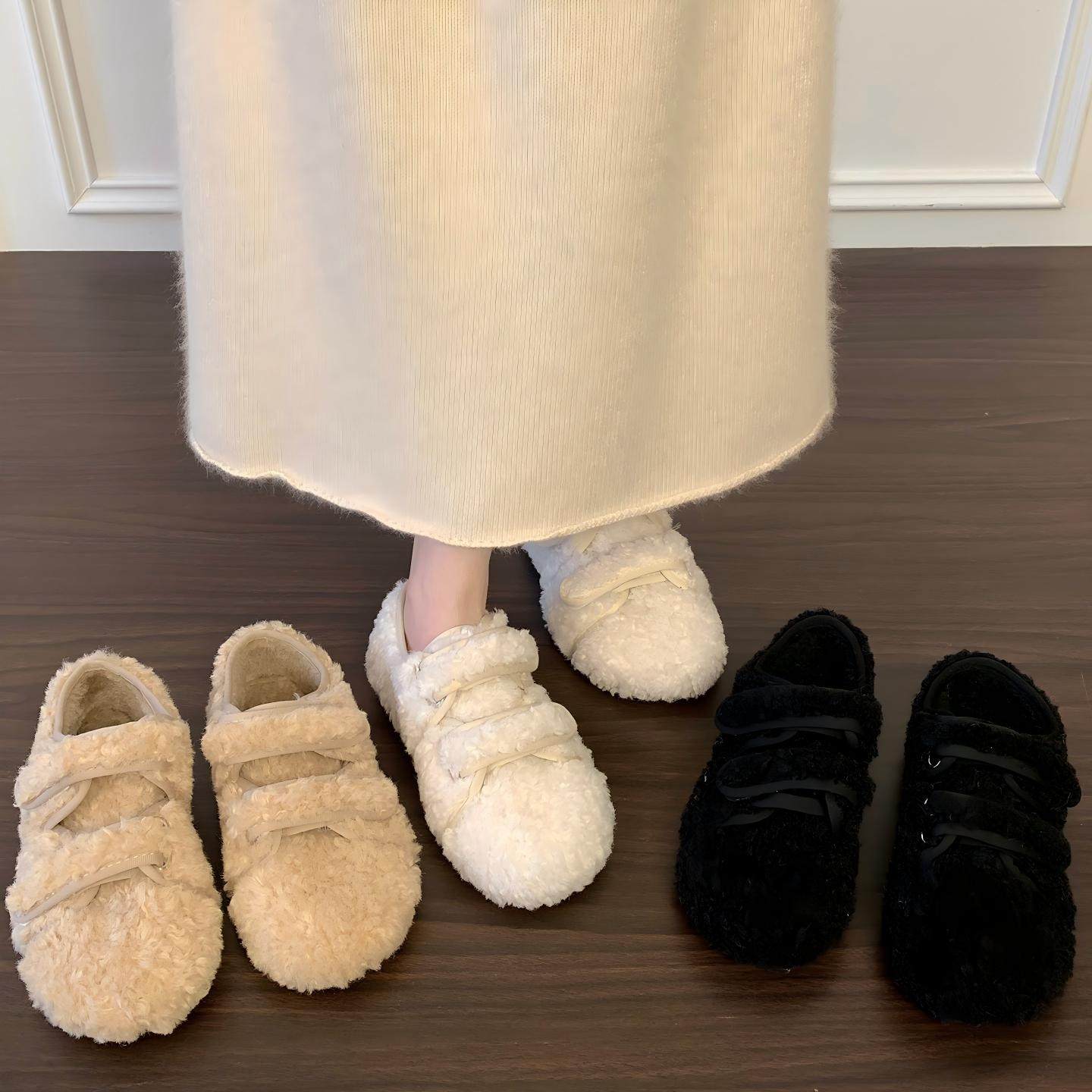 平底百搭白色毛毛棉鞋女鞋子外穿2026新款秋冬季加绒豆豆毛绒单鞋,女鞋,乐福鞋（豆豆鞋）,淘宝优惠券,粉丝福利购,淘宝优惠卷