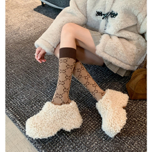 慵懒至上！8CM内增高羊羔毛毛鞋女外穿厚底加绒保暖一脚蹬勃肯鞋