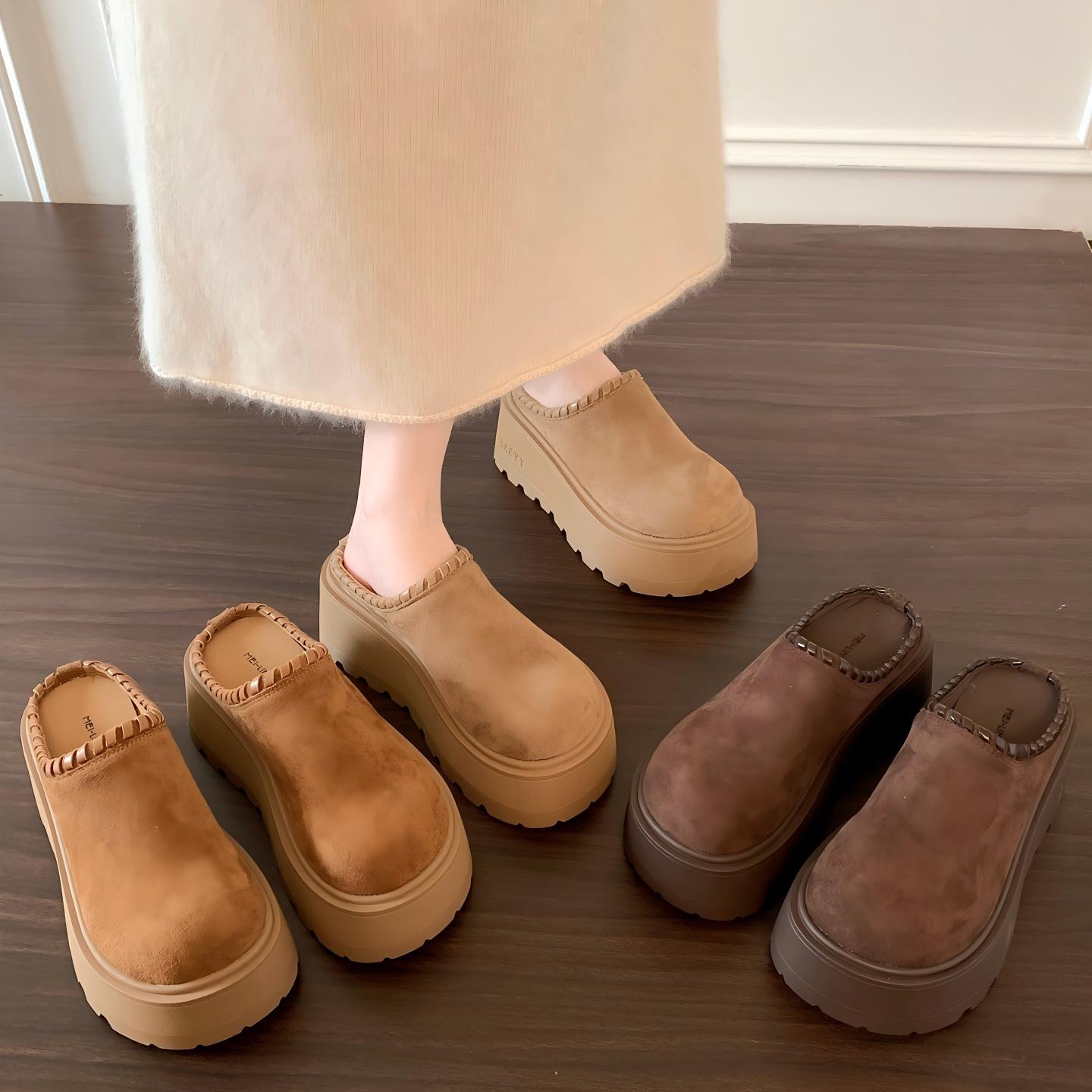 厚底增高勃肯鞋女包头拖鞋外穿2025新款秋季一脚蹬赖人穆勒单鞋子