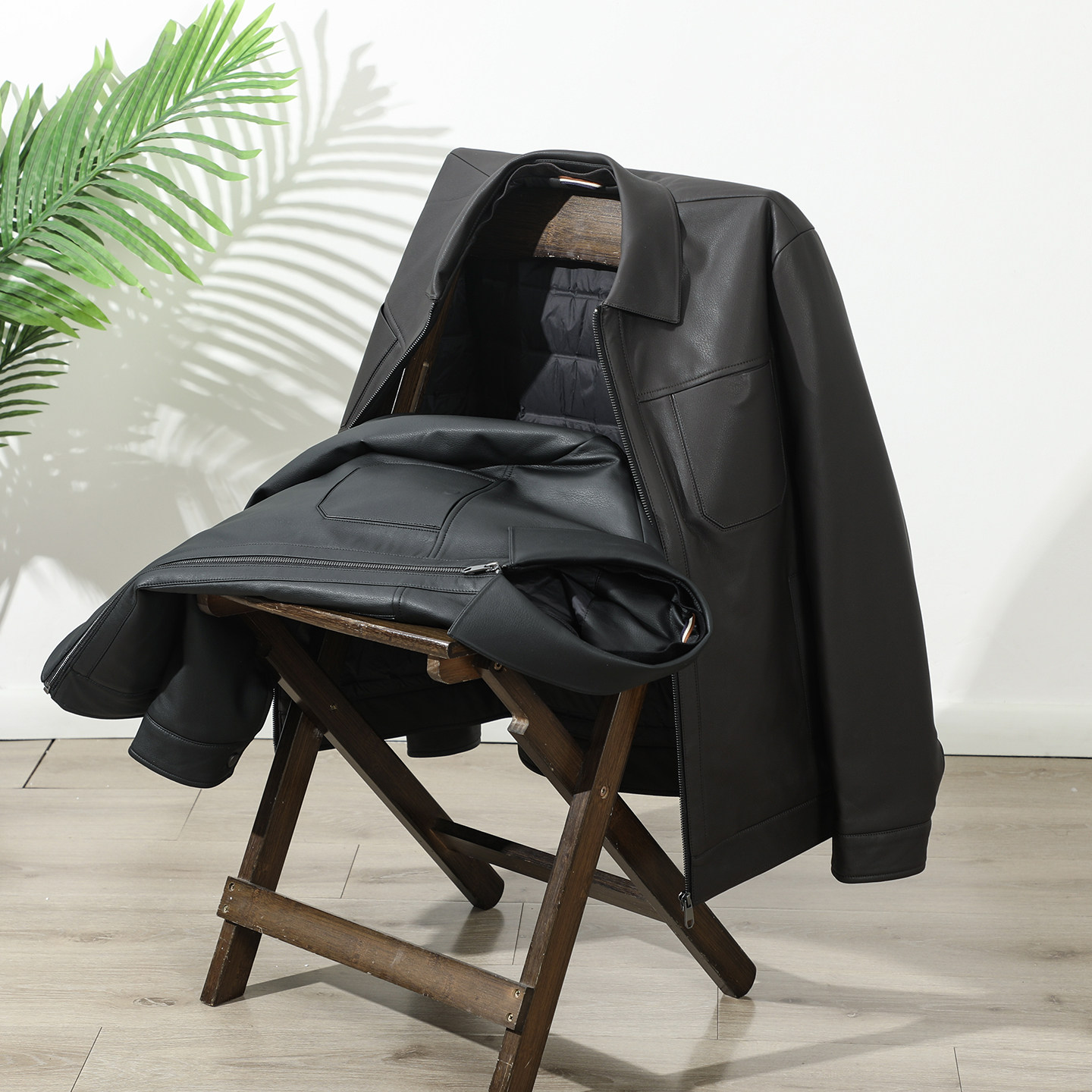 水洗PU皮鹅绒填充防风男士皮衣