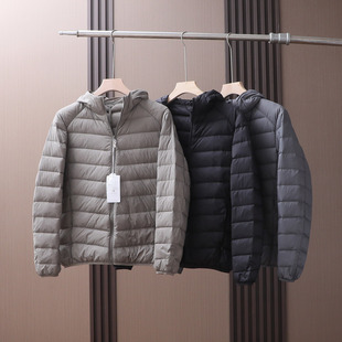 轻薄款 便携式 男士 冬季 连帽羽绒服简约百搭保暖90白鸭绒外套 袋装