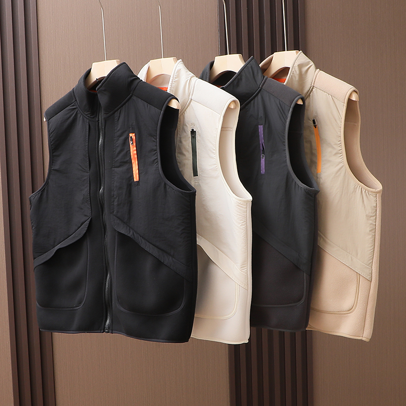 高密双面摇粒绒防风保暖耐磨男女同款户外机能拉链立领马甲背心潮