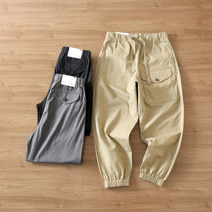 口袋斜纹水洗全棉男春秋束脚休闲裤 复古工装 门店299 日单尾货