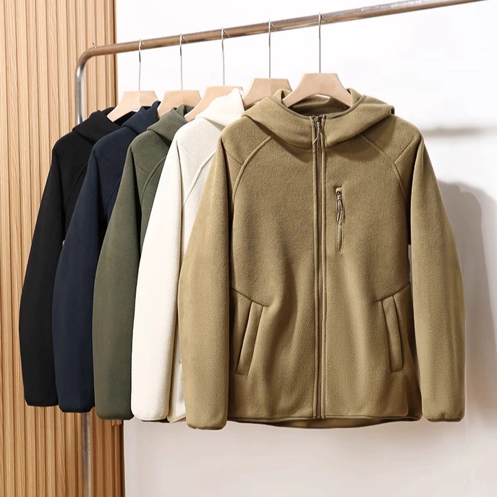 秋冬双面摇粒绒连帽外套防静电