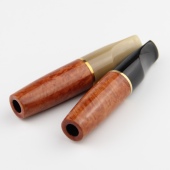 天然牛角咬嘴石楠木烟嘴过滤器9mm滤芯男士 粗中细三用过滤嘴