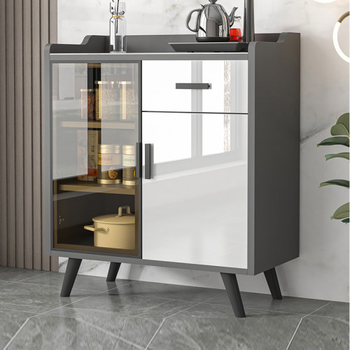 岩板餐边柜现代简约橱柜家用厨房茶水柜玻璃门客厅收纳柜子储物柜