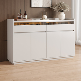 实木轻奢岩板餐边柜厨房橱柜客厅玄关柜一体大容量储物柜茶水柜子