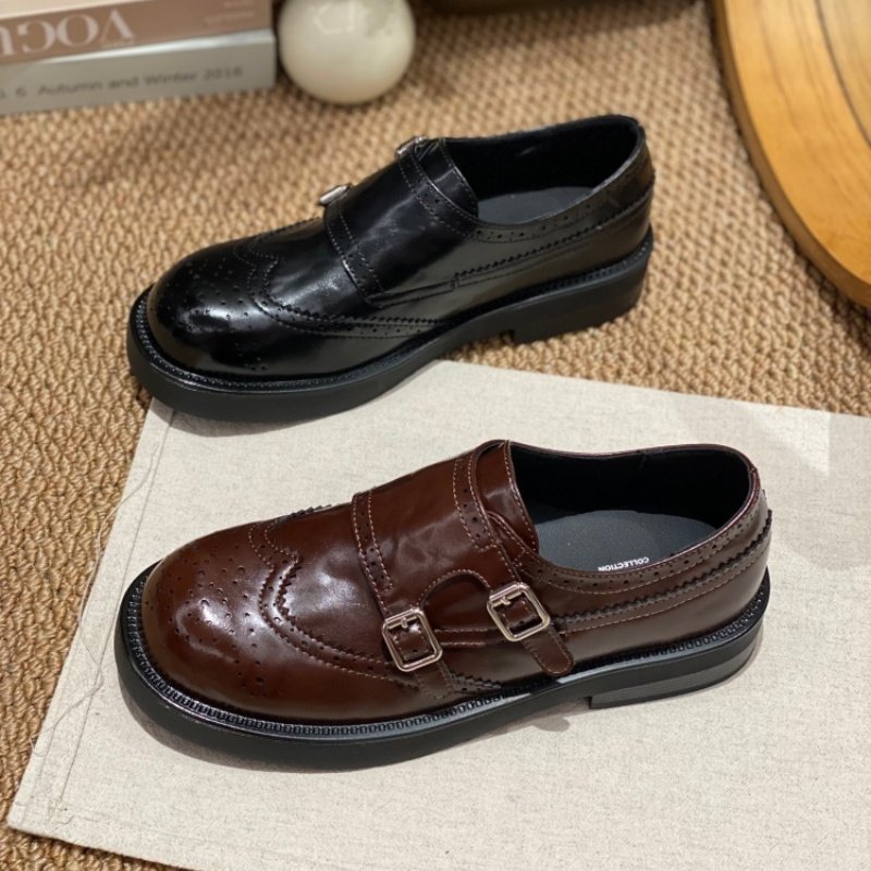 英伦风真皮雕花布洛克单鞋女2026春季新款深口粗跟皮带扣乐福鞋女,女鞋,深口单鞋,淘宝优惠券,粉丝福利购,淘宝优惠卷