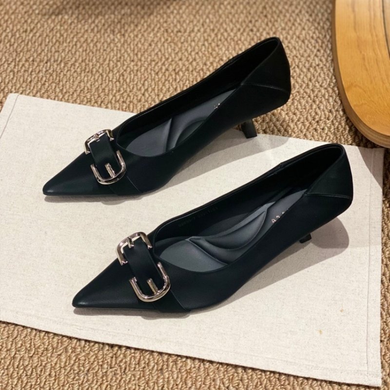 2026春季爆款法式尖头玛丽珍鞋女深口黑色金属扣粗跟百搭气质单鞋,女鞋,玛丽珍鞋,淘宝优惠券,粉丝福利购,淘宝优惠卷