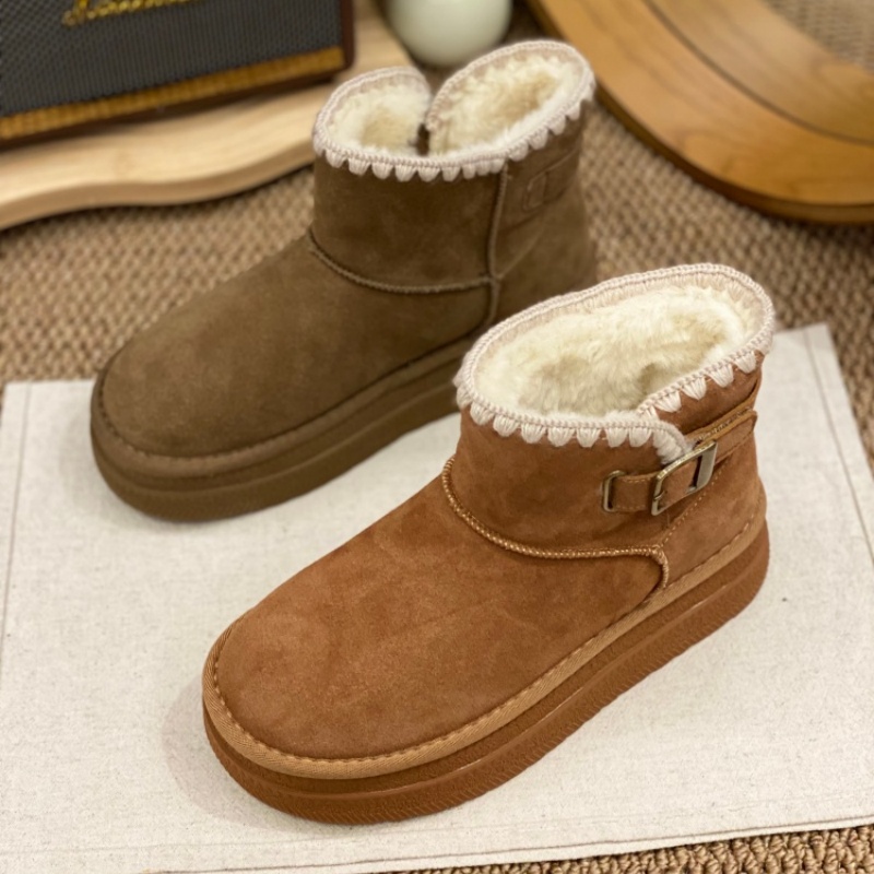 翻边雪地靴女2025冬季新款加绒保暖羊羔毛防滑棉靴冬季百搭短靴女