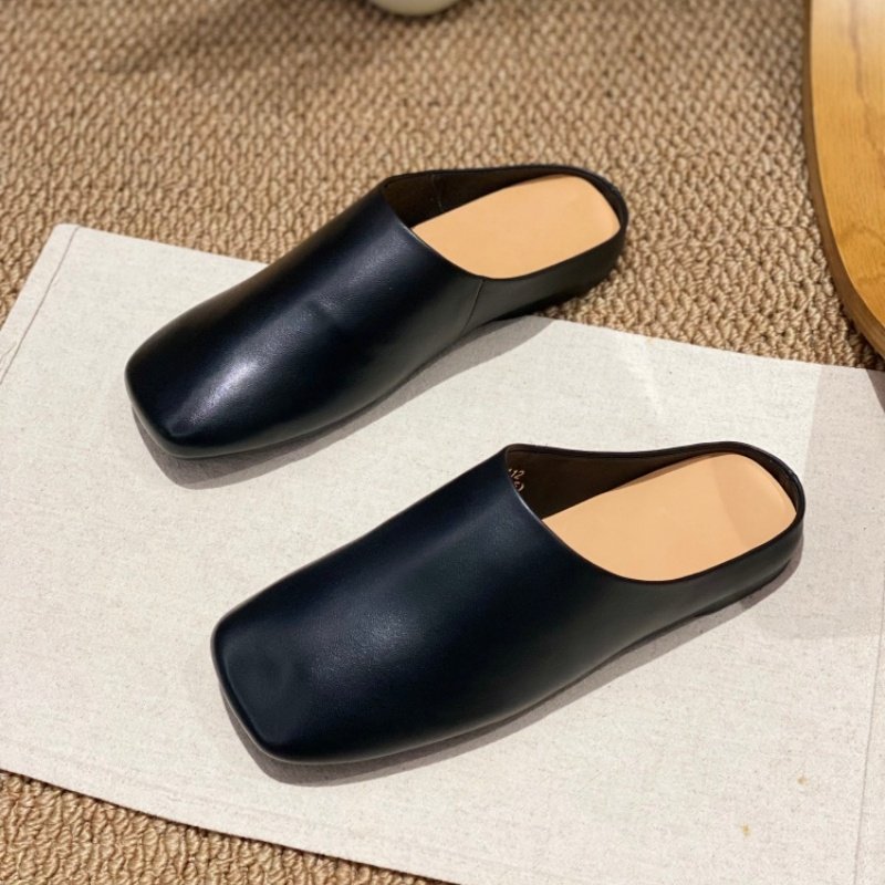 2026春季爆款极简风包头半拖鞋女外穿平底懒人一脚蹬穆勒鞋黑色女,女鞋,勃肯鞋/软木鞋,淘宝优惠券,粉丝福利购,淘宝优惠卷